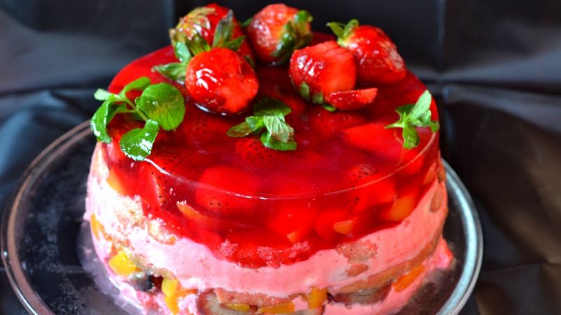 postre gelatina y fresas