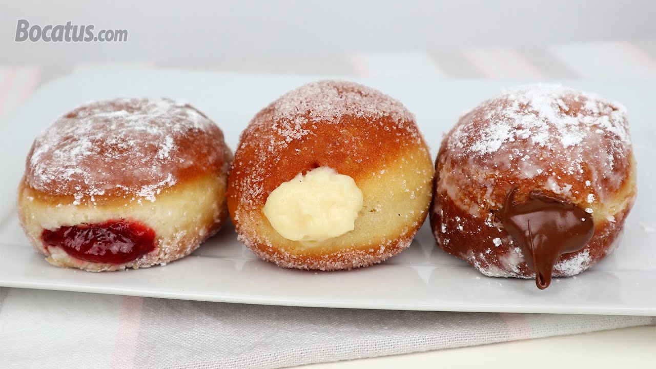 Donuts Rellenos! con 3 rellenos diferentes: Crema, Fresa y Nutella