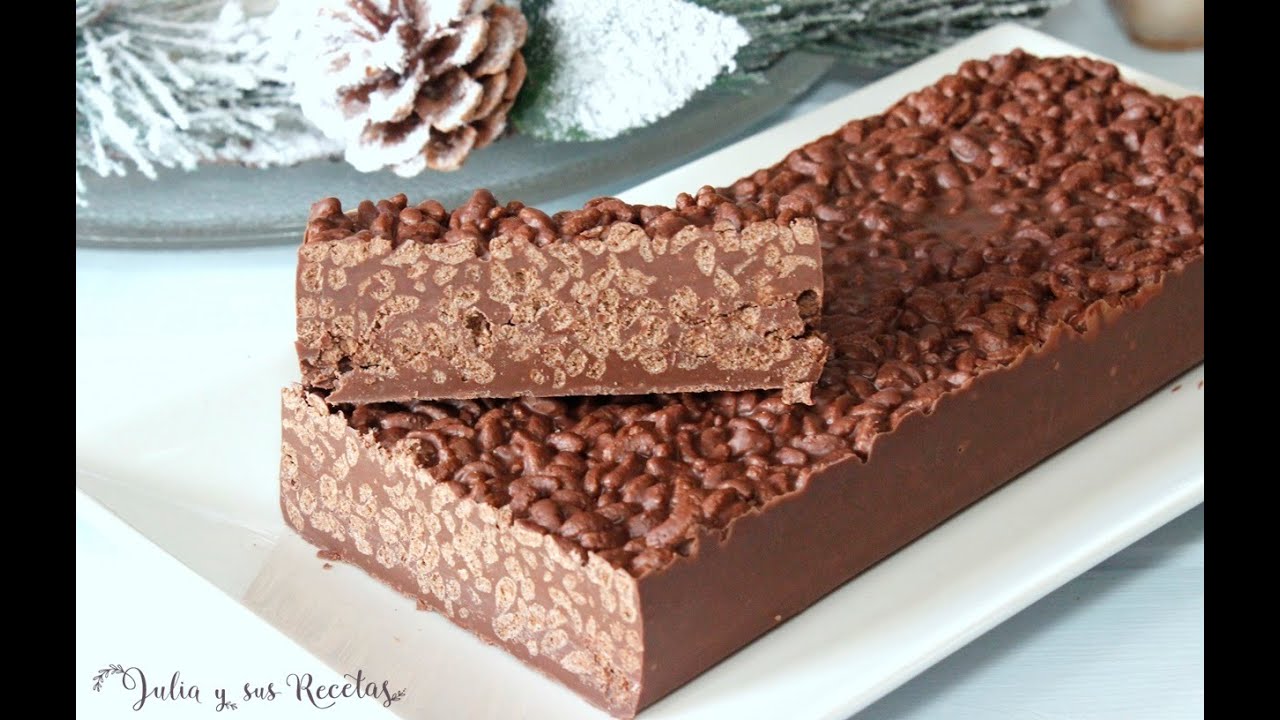 Turrón crujiente de chocolate con arroz inflado