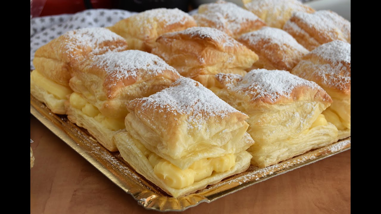Miguelitos de hojaldre rellenos de crema
