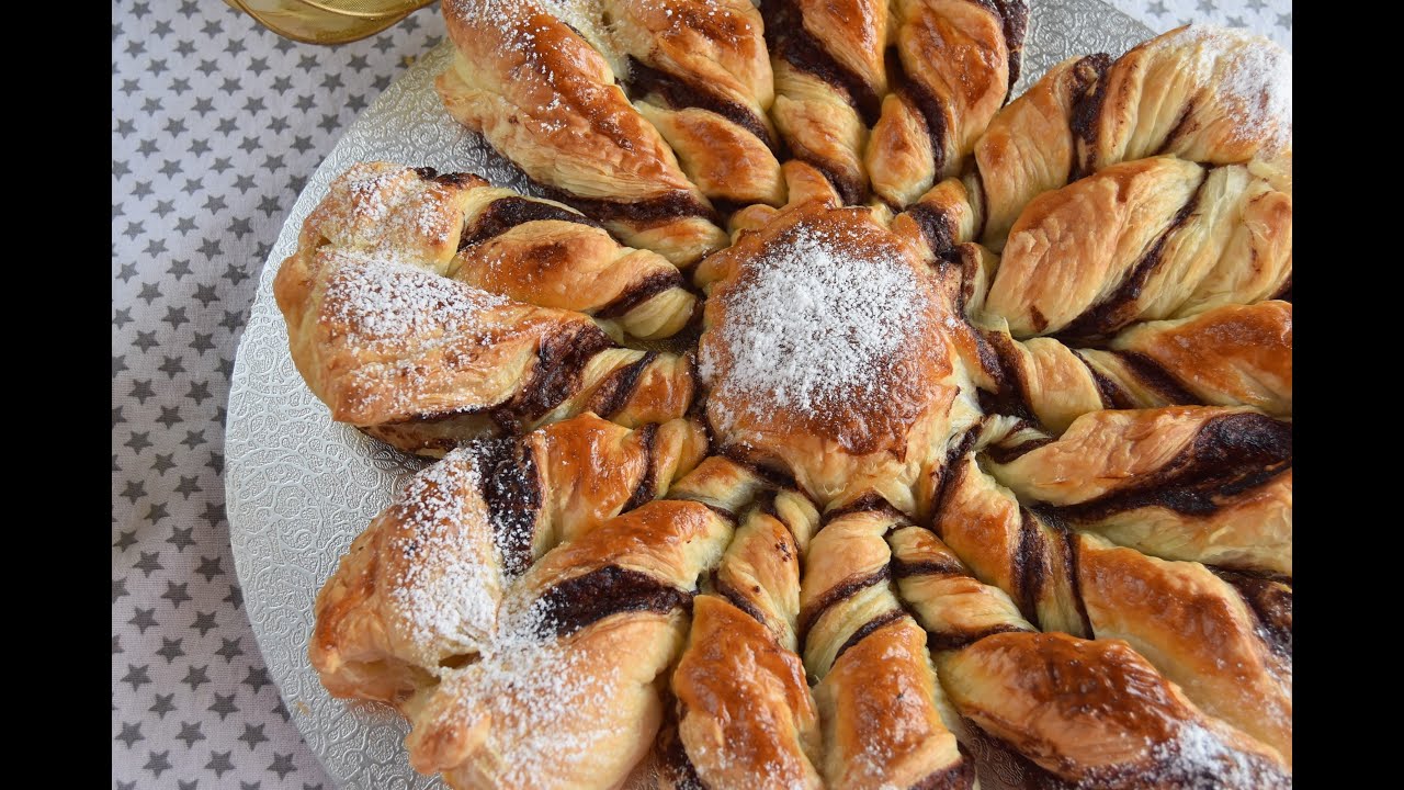 Estrella de hojaldre y crema de cacao
