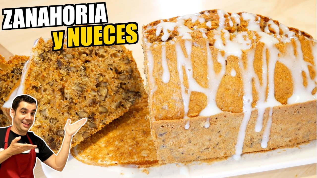 Bizcocho de zanahoria y nueces con glaseado de queso crema